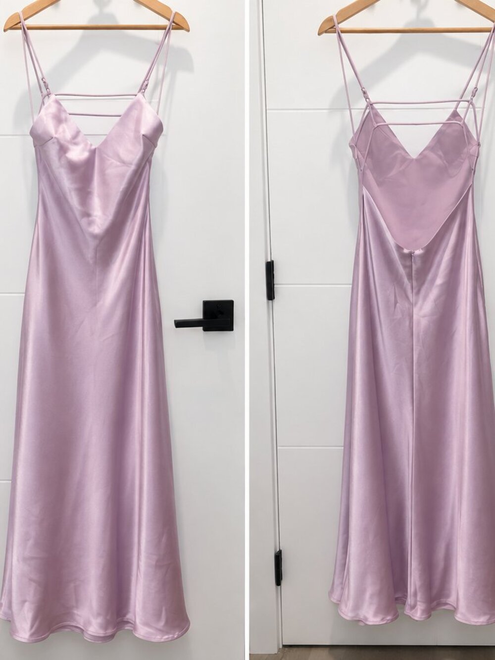 Zara Lilac Satin Strappy Open-Back Midi Slip Dress – XS